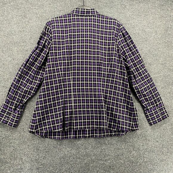 Chaps Shirt Womens 2X Blue Plaid Button Up Long Sleeve Career Office Preppy - Picture 4 of 8